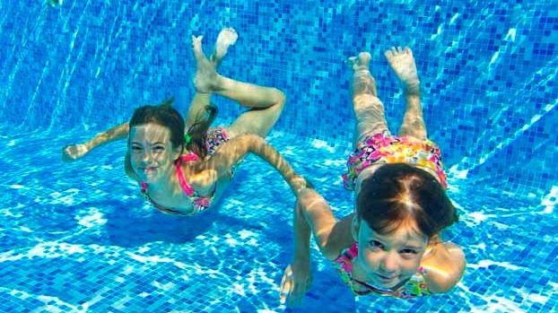 Two girls in pool